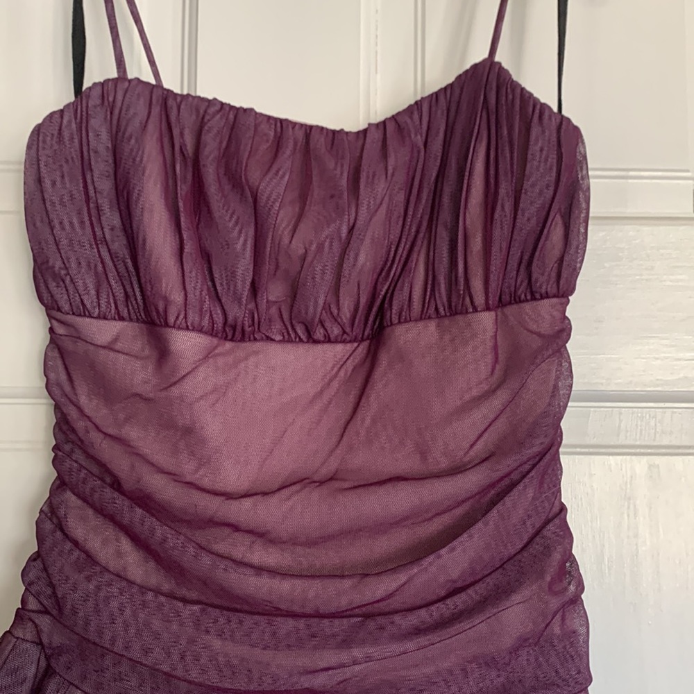 Burgundy Sheer Over Pink Special Occasion Dress, Junior L - Picture 3 of 8